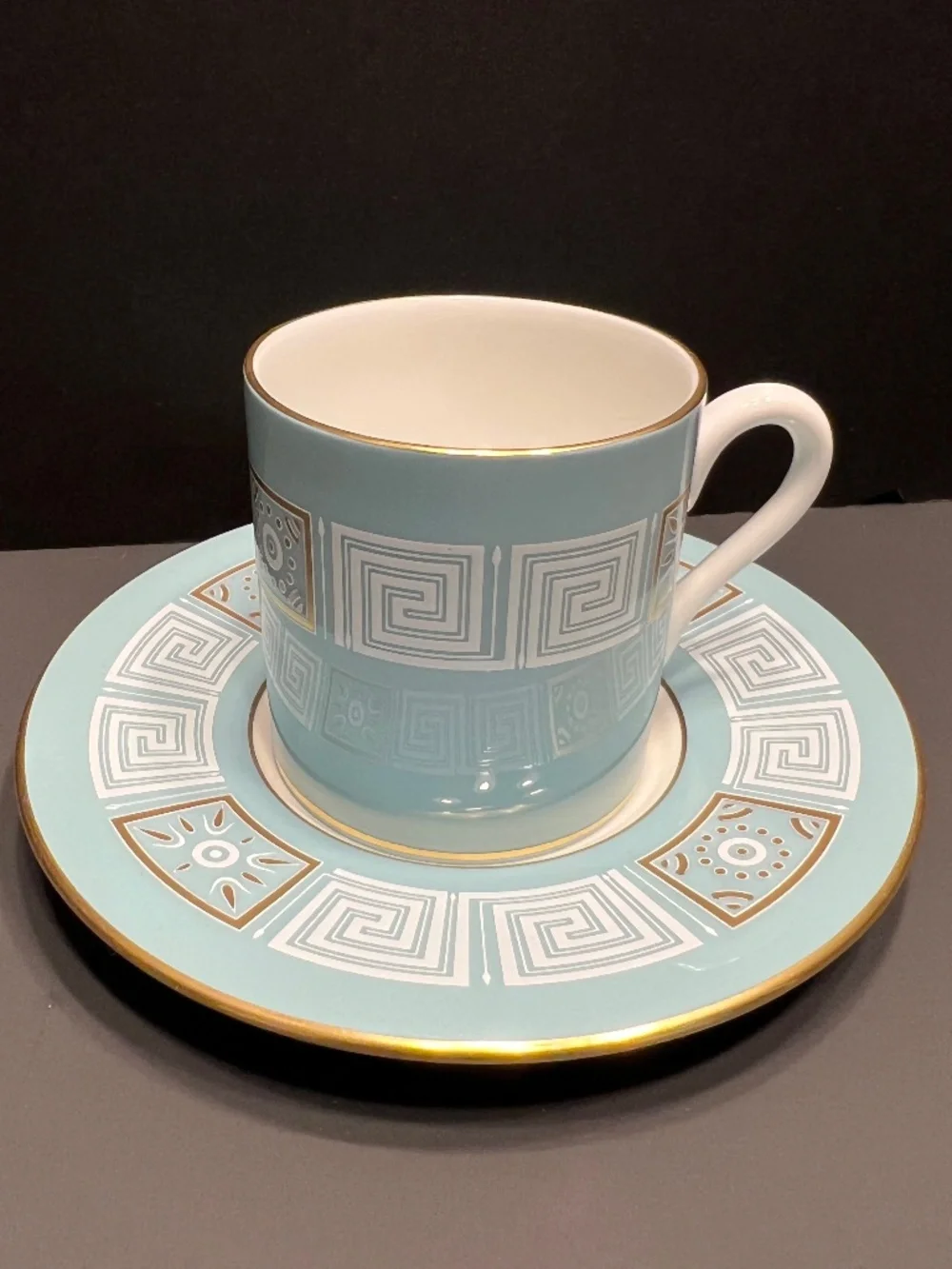 WEDGWOOD - ASIA Turquoise Bond Shape Demitasse Cup & Saucer Set MCM Art Deco